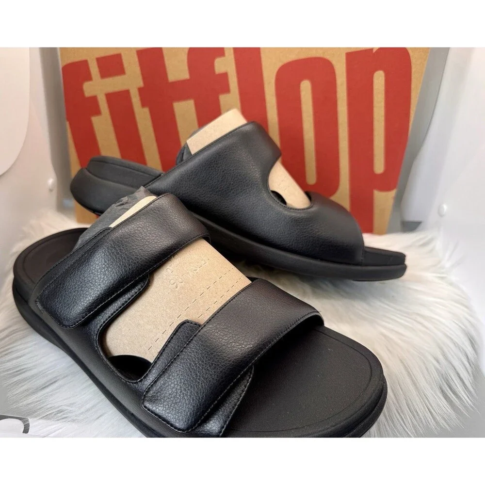 FitFlop F-MODE GO Men’s 2-Bar Slides Black US 10 Adjustable New in Box